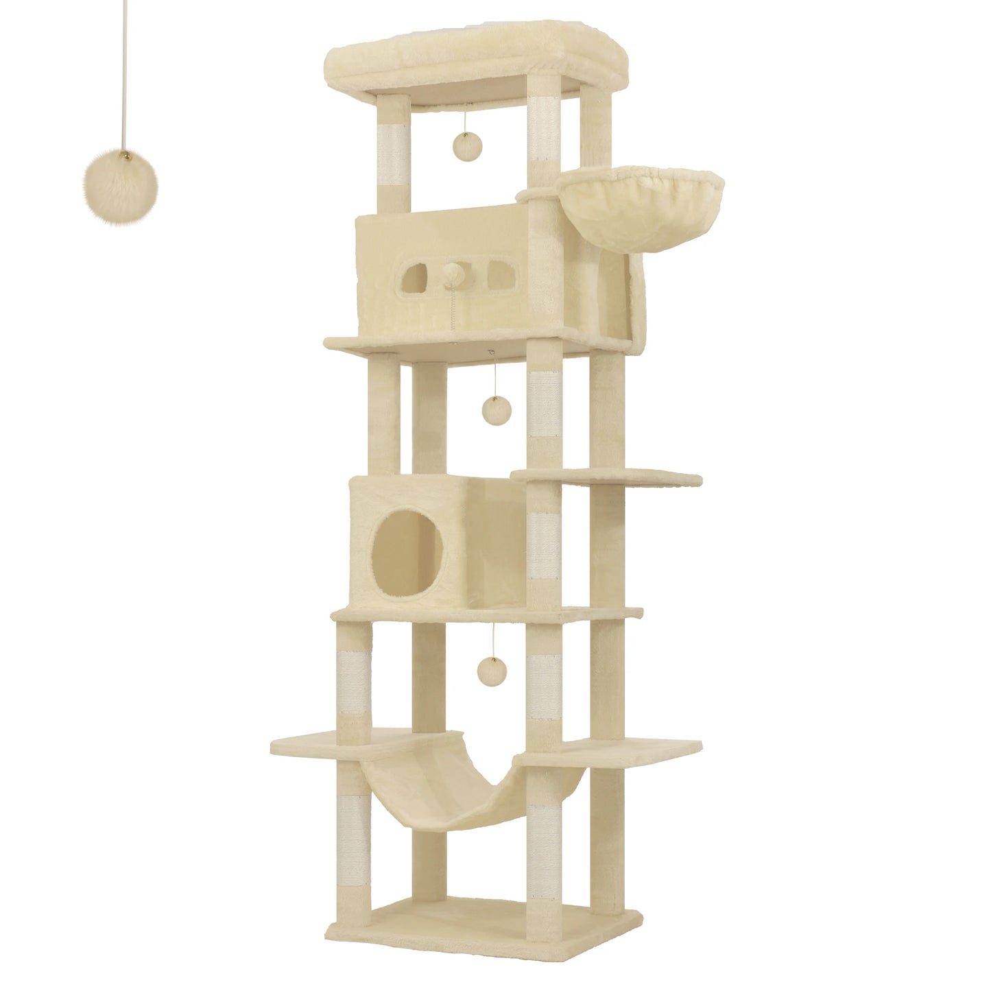 Maison Miaou™ 210 cm Luxury Cat Tree – Multi-Level Tower with Condo & 8 Scratching Posts