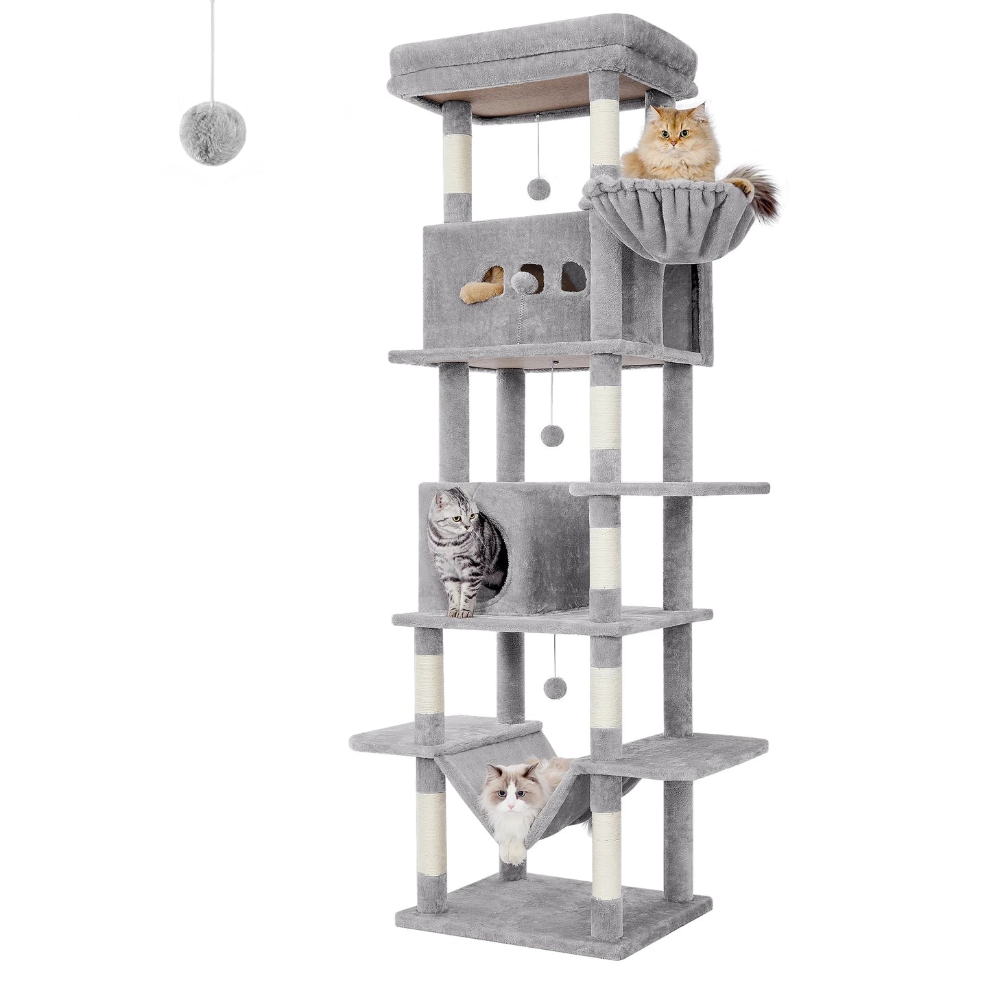 Maison Miaou™ 210 cm Luxury Cat Tree – Multi-Level Tower with Condo & 8 Scratching Posts
