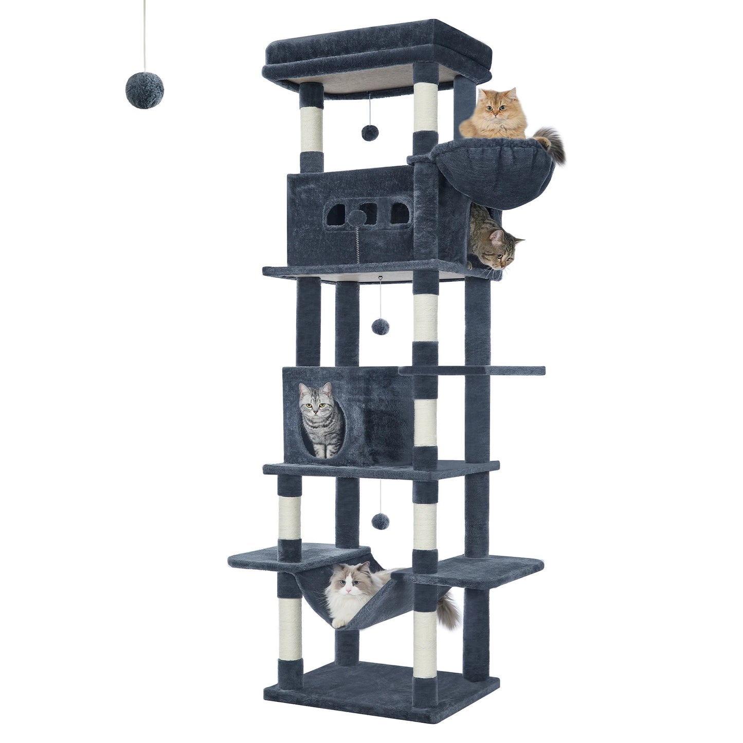 Maison Miaou™ 210 cm Luxury Cat Tree – Multi-Level Tower with Condo & 8 Scratching Posts