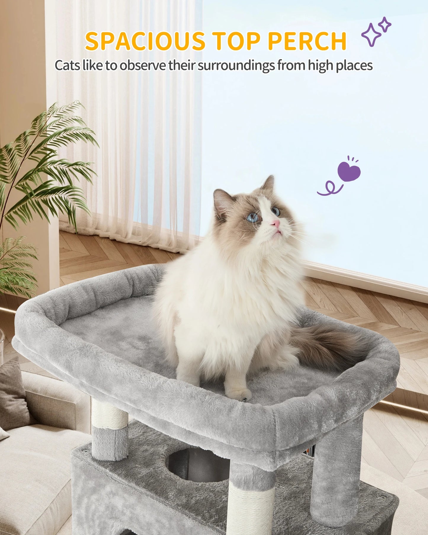 Maison Miaou™ 210 cm Luxury Cat Tree – Multi-Level Tower with Condo & 8 Scratching Posts